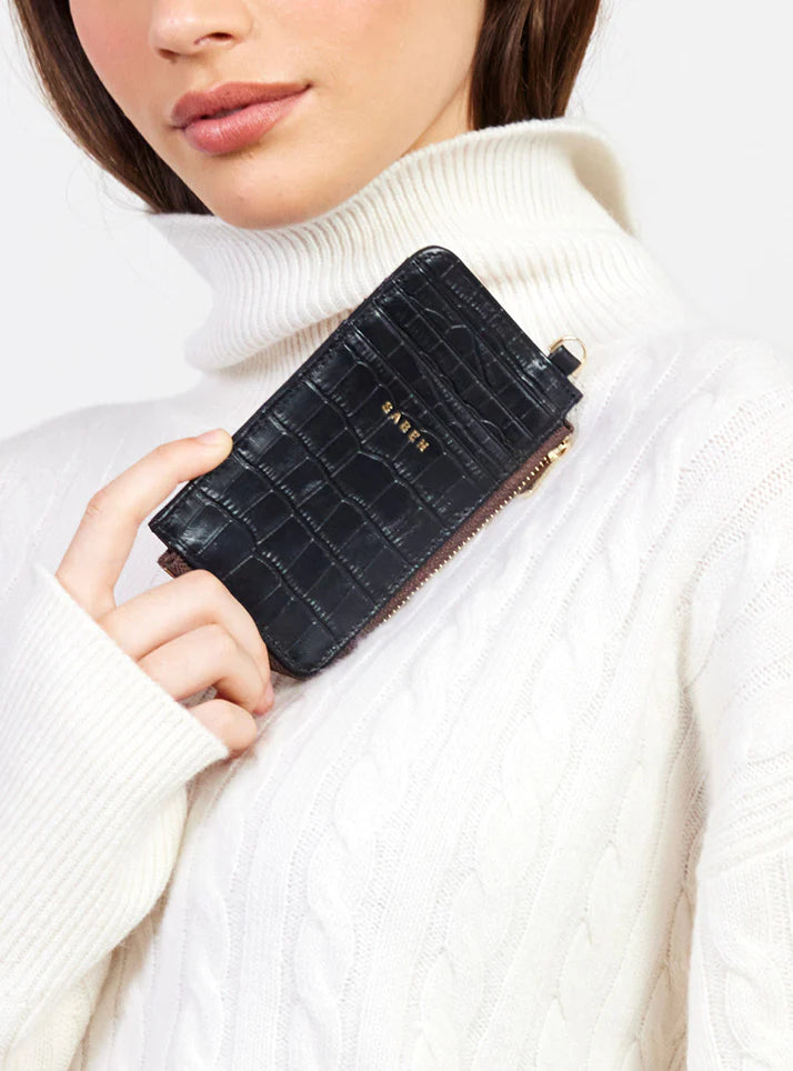 Saben Winona Card Holder - Black Croc