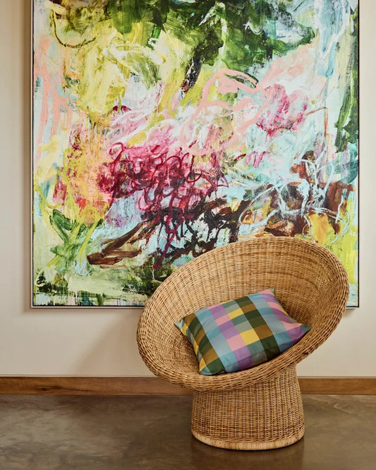 Kip & Co Sorbet Tartan Outdoor Cushion 65x65