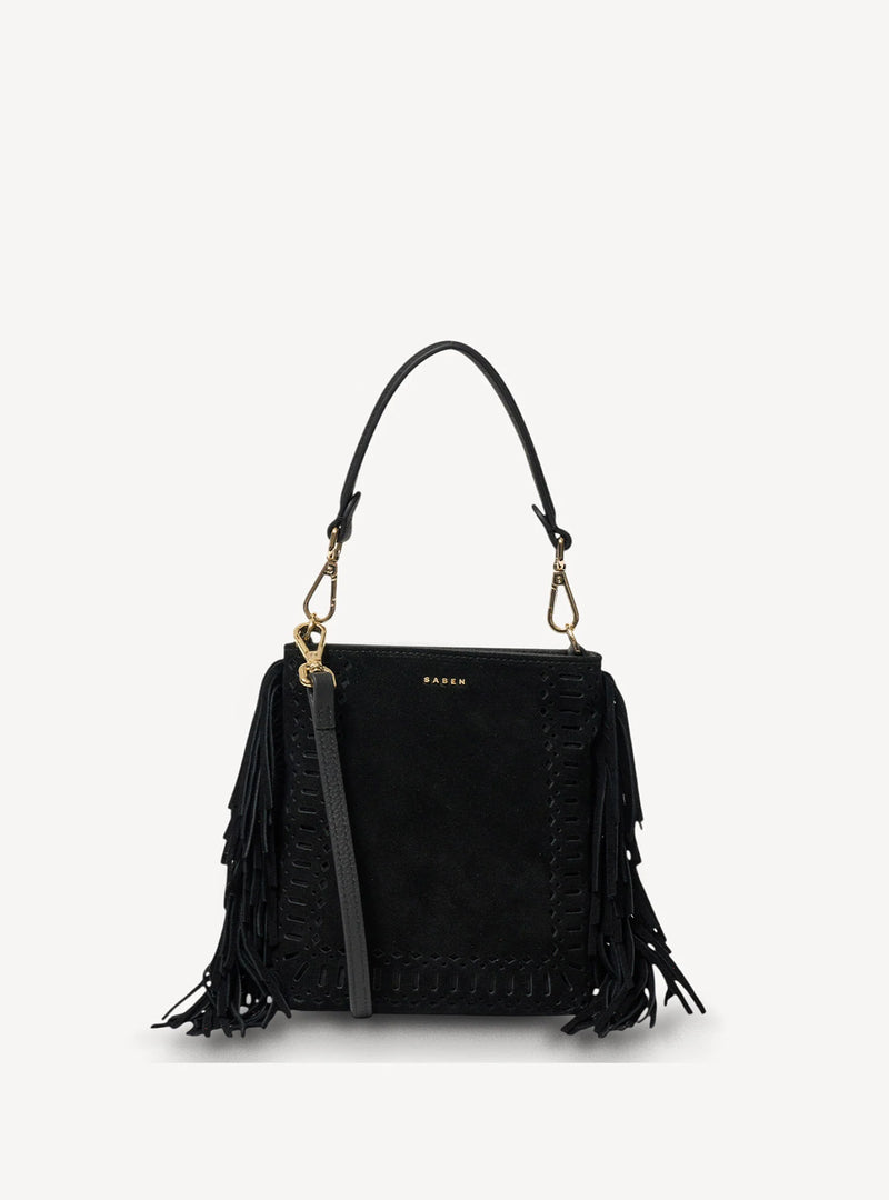 Saben Coco Mini Bag Black Suede + Fringe