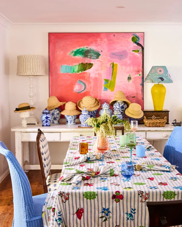 Kip & Co Anna Spiro Malabar Floral Embroidered Table Cloth 145 x 270cm