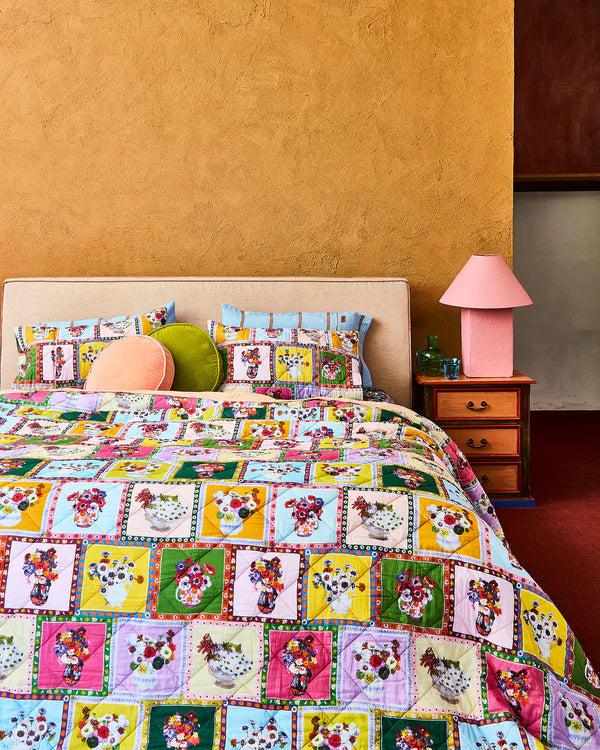 Kip & Co Margaret Preston - Margaret's Vases Organic Cotton Quilted Bedspread Large