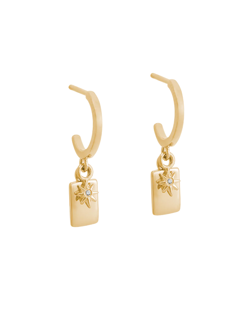 Kirstin Ash Guiding Star Etched Hoop Earring 18k Gold