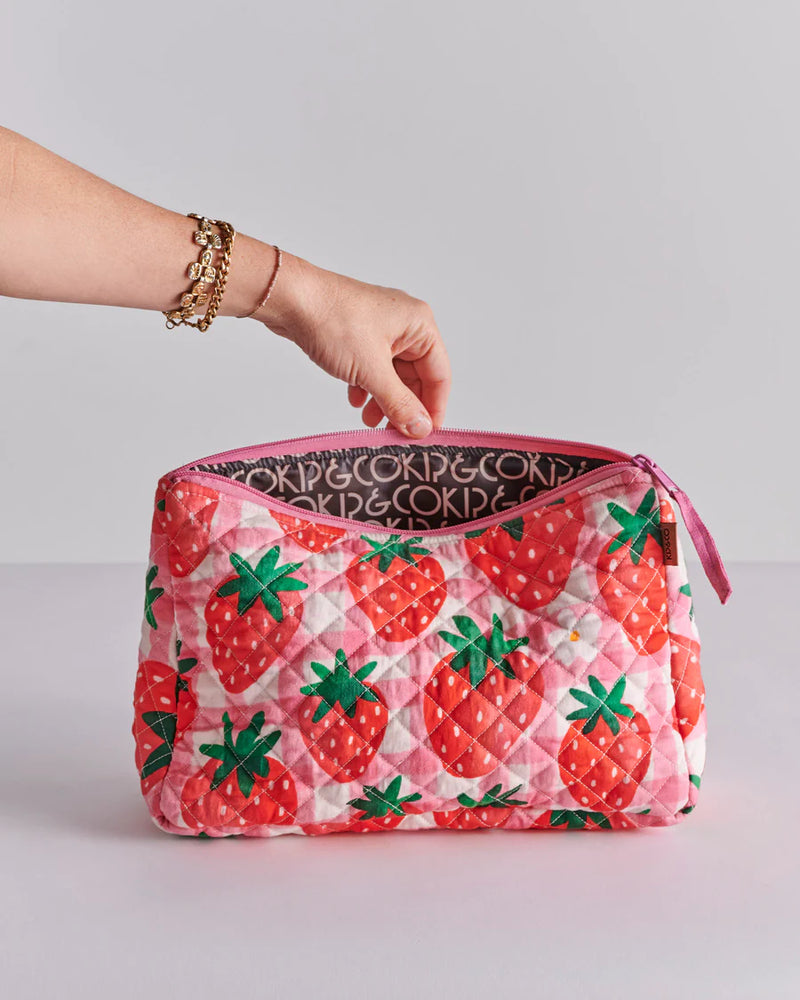 Kip & Co Strawberry Jam Quilted Cotton Toiletry Purse