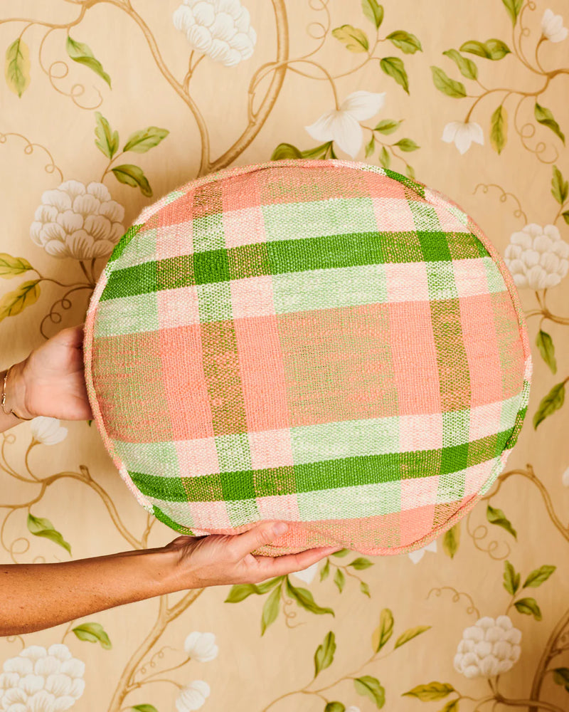 Kip & Co Pistachio Tartan Woven Pea Cushion