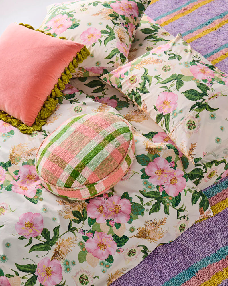 Kip & Co Pistachio Tartan Woven Pea Cushion