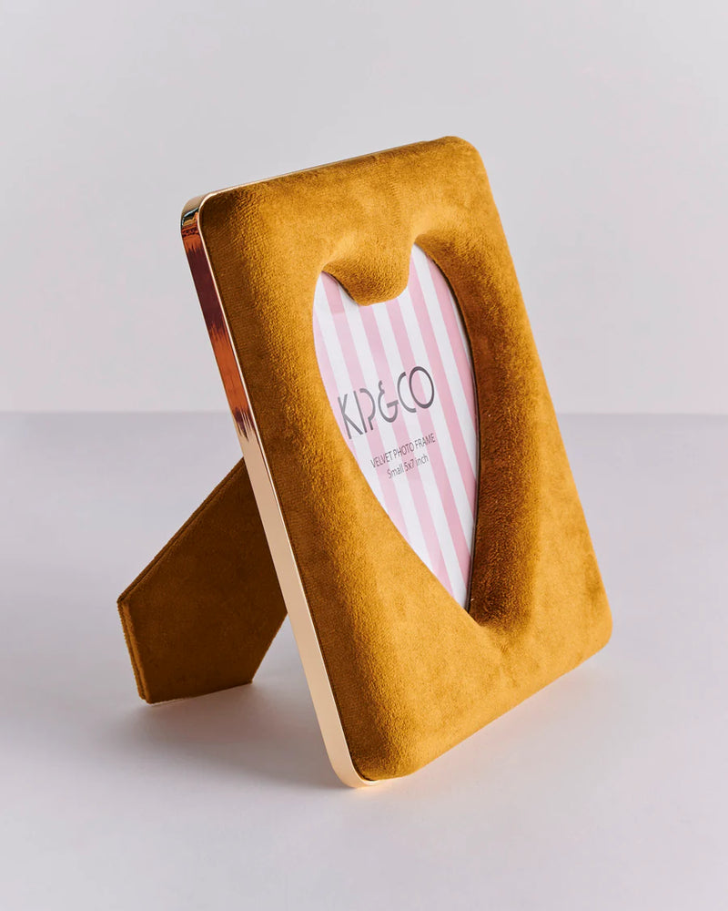 Kip & Co Inca Gold Heart Velvet Photo Frame