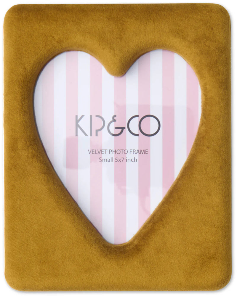 Kip & Co Inca Gold Heart Velvet Photo Frame