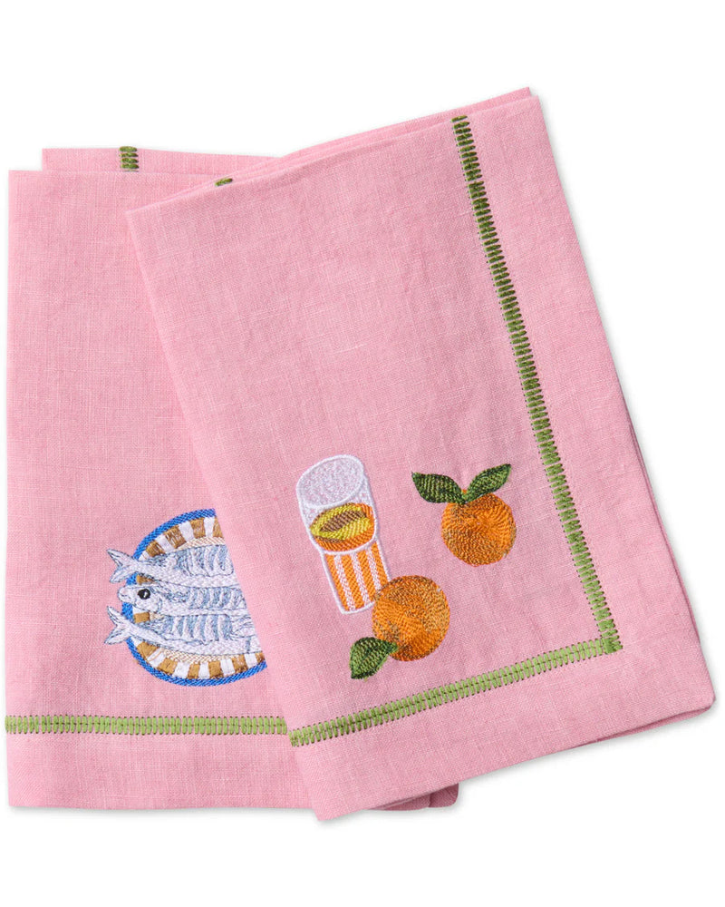 Kip & Co Supper Club Embroidered Linen 4P Napkin Set