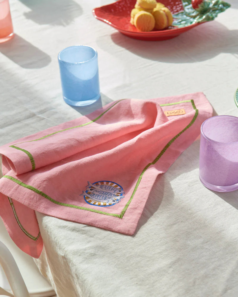 Kip & Co Supper Club Embroidered Linen 4P Napkin Set