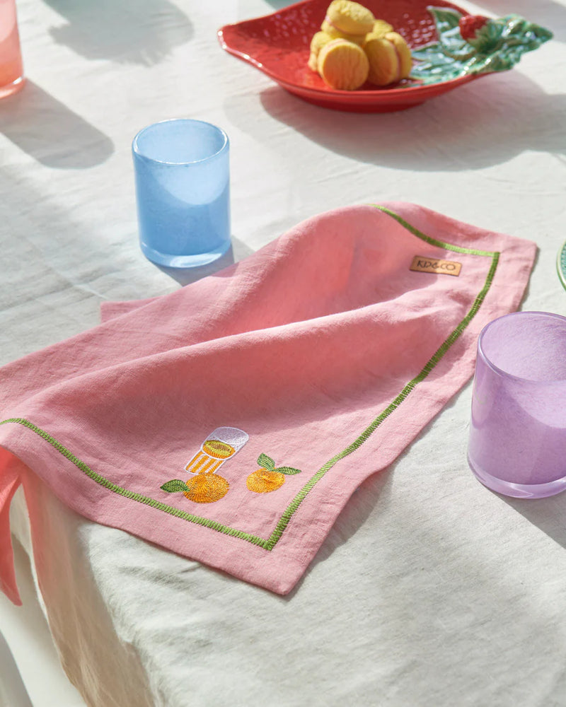 Kip & Co Supper Club Embroidered Linen 4P Napkin Set