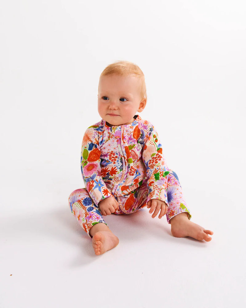 Kip & Co Meandering Meadow Organic Cotton Long Sleeve Zip Romper