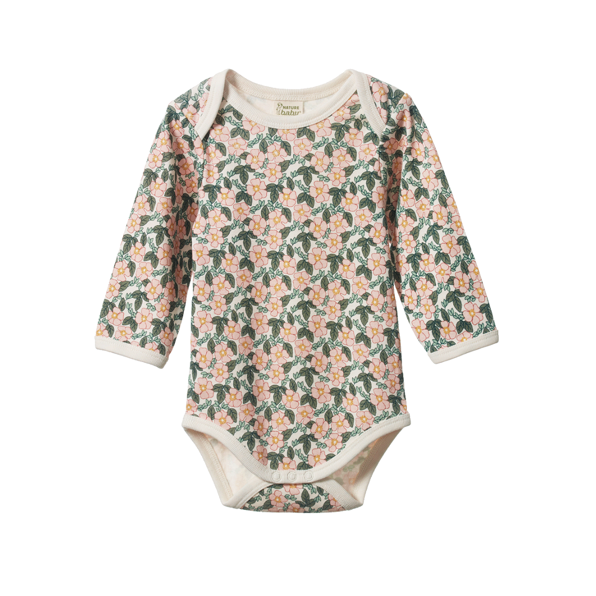 Nature Baby Organic Cotton Long Sleeve Bodysuit - Garland Print