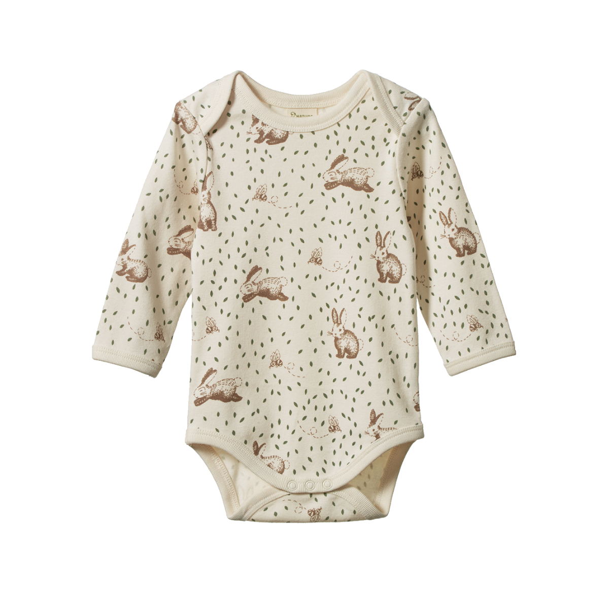 Nature Baby Organic Cotton Long Sleeve Bodysuit - Rabbity Print