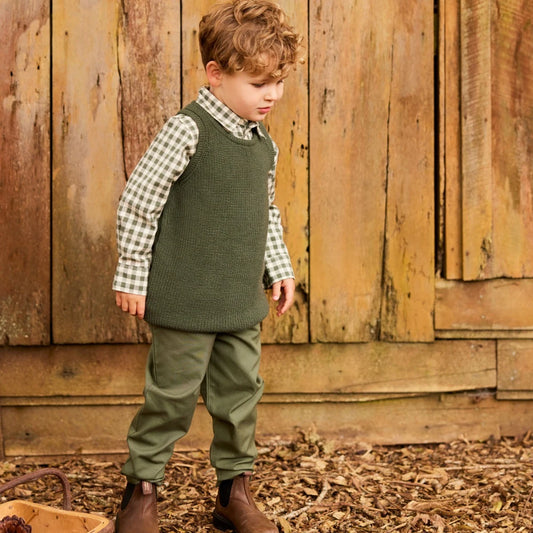 Nature Baby Merino Knit Vest - Thyme Chunky Knit