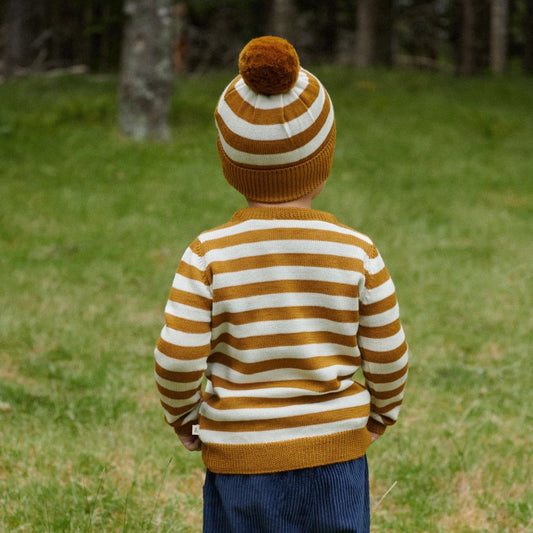 Nature Baby Merino Knit Pullover - Toffee Bold Stripe