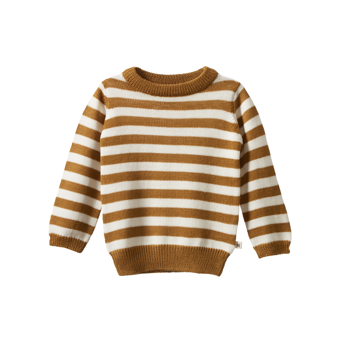 Nature Baby Merino Knit Pullover - Toffee Bold Stripe