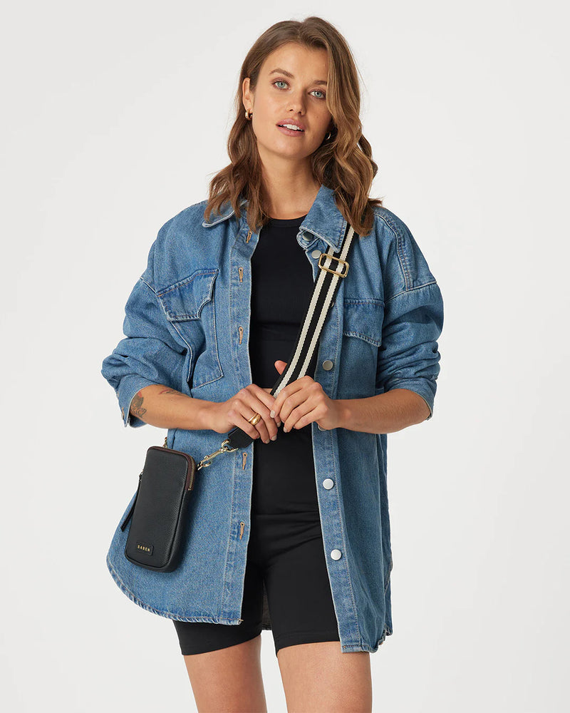 Saben Feature Strap Webbing - Black + White + Desert Rose