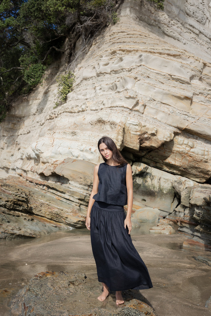 Sophie Shell Buttons Top - Black