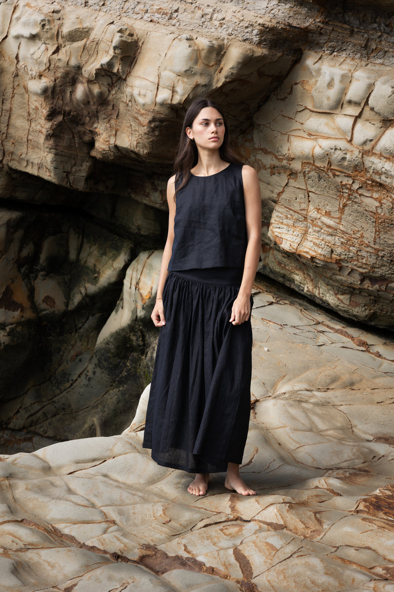 Sophie Shell Buttons Top - Black