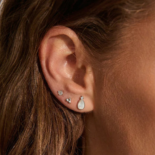 Murkani Loved Always Faceted Moonstone Earring in Sterling Silver